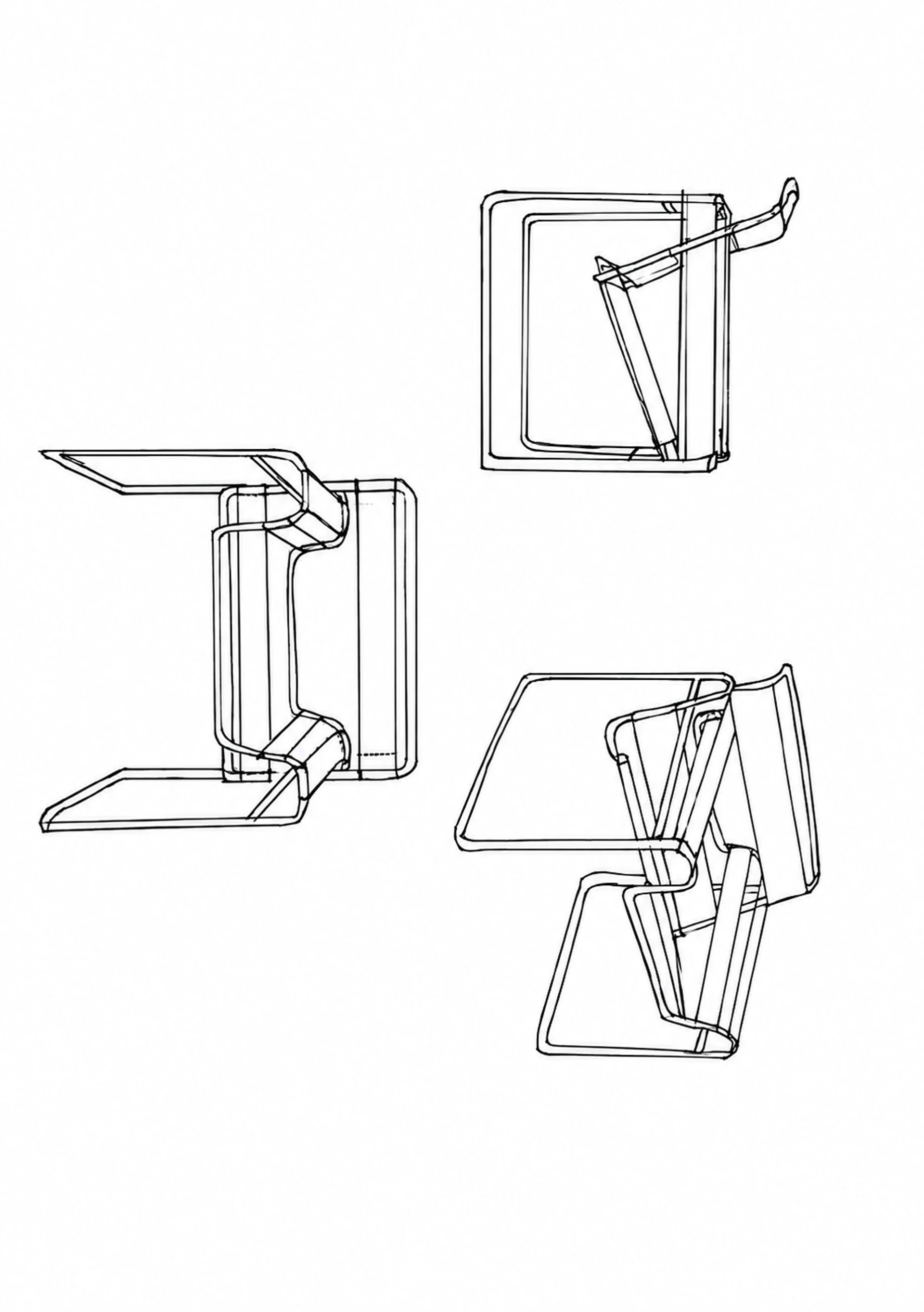 Study of Marcel Breuer’s Wassily chair in black ink
