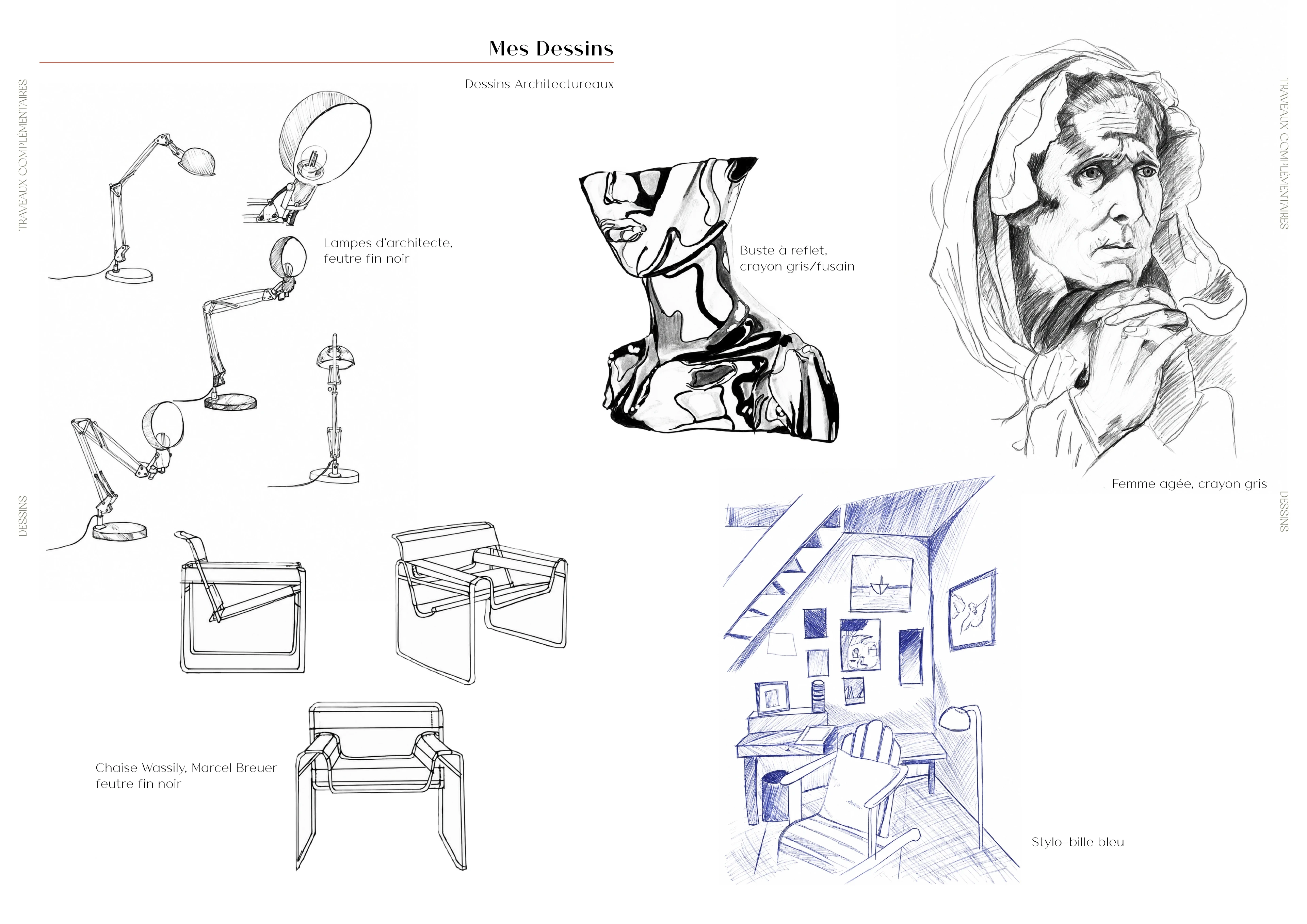 Drawings - Objects & portraits, portfolio board